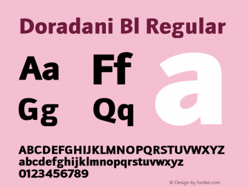 Doradani Bl Regular Version 1.004 Font Sample