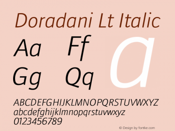 Doradani Lt Italic Version 1.004 Font Sample