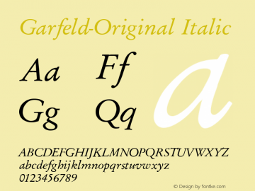 Garfeld-Original Italic Version 1.00 April 19, 2006, initial release图片样张