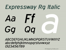 Expressway Rg Italic Version 2.100 Font Sample