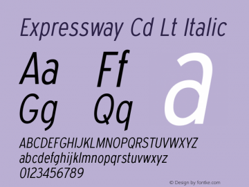 Expressway Cd Lt Italic Version 4.000 Font Sample