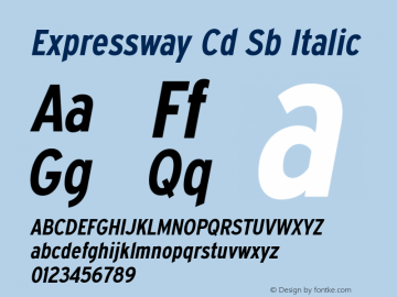 Expressway Cd Sb Italic Version 4.000 Font Sample