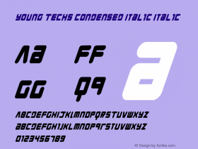 Young Techs Condensed Italic Italic Version 1.0 Font Sample