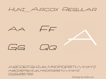Huni_Arcox Regular Copyright (c) 1997 by WoodStone. Font Sample