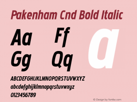 Pakenham Cnd Bold Italic Version 2.101 2004图片样张