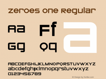 Zeroes One Regular Version 2.100 2005 Font Sample