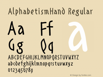 AlphabetismHand Regular 1.1 2006-08-22 Font Sample