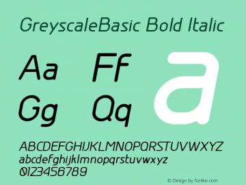 GreyscaleBasic Bold Italic Version 001.000图片样张