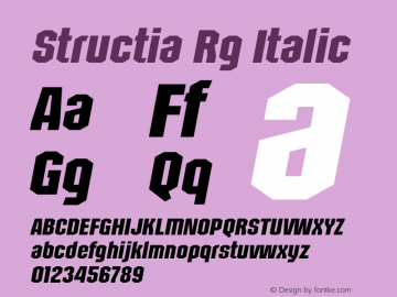 Structia Rg Italic Version 1.002 Font Sample