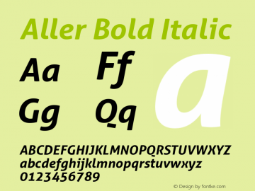Aller Bold Italic Version 1.00 Font Sample