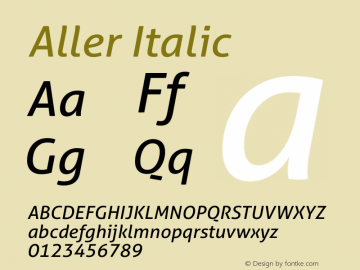 Aller Italic Version 1.00 Font Sample