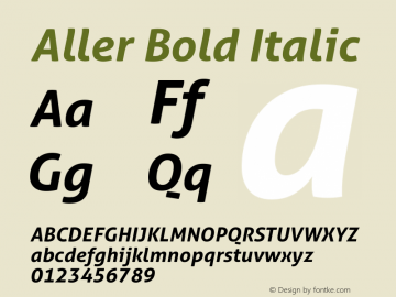Aller Bold Italic Version 1.00 Font Sample
