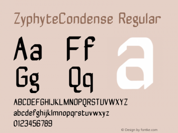 ZyphyteCondense Regular 1.0 2003-10-24 Font Sample