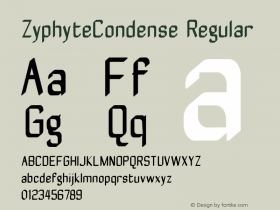 ZyphyteCondense Regular 1.0 2003-10-24 Font Sample