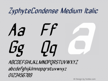 ZyphyteCondense Medium Italic 1.0 2003-10-24图片样张