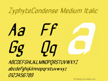 ZyphyteCondense Medium Italic 1.0 2003-10-24 Font Sample