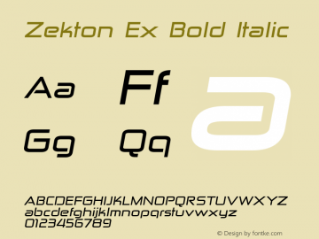 Zekton Ex Bold Italic Version 3.000图片样张