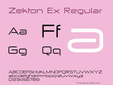 Zekton Ex Regular Version 4.001 Font Sample