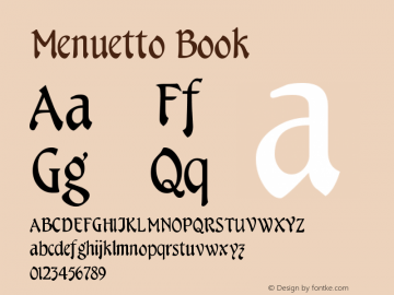 Menuetto Book Version Altsys Fontographer Font Sample