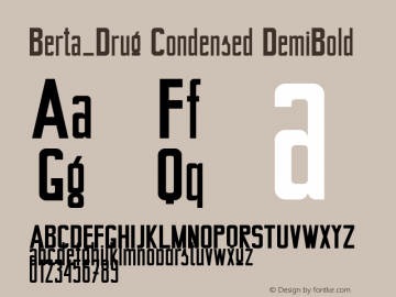 Berta_Drug Condensed DemiBold Version 1.000 2008 initial release图片样张