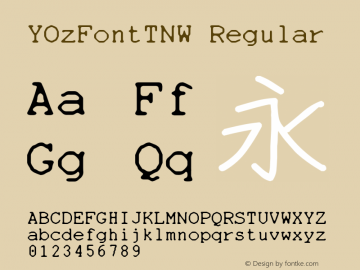 YOzFontTNW Regular Version 12.12 Font Sample