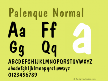 Palenque Normal 1.0 Tue Sep 20 10:26:17 1994 Font Sample