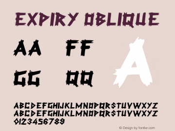 Expiry Oblique 1.0 Fri Sep 16 15:18:35 1994 Font Sample