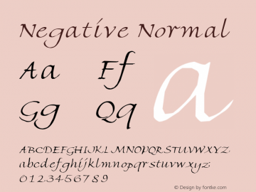 Negative Normal 1.0 Tue Oct 11 08:40:36 1994 Font Sample