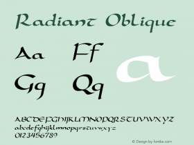 Radiant Oblique 1.0 Fri Sep 23 13:29:18 1994 Font Sample