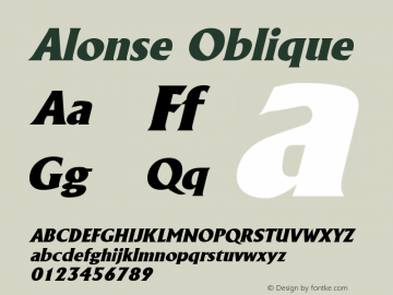 Alonse Oblique 1.0 Fri Sep 30 15:26:49 1994 Font Sample