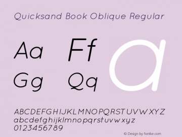 Quicksand Book Oblique Regular 001.000 Font Sample