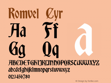 Romvel Cyr Macromedia Fontographer 4.1 03.07.00 Font Sample