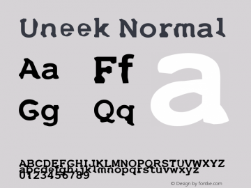 Uneek Normal 1.0 Sun Jul 23 01:34:46 1995 Font Sample