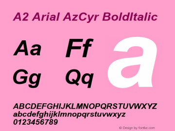 A2 Arial AzCyr BoldItalic 2 Font Sample