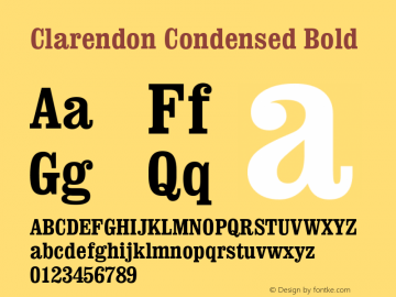 Clarendon Condensed Bold Version 1.3 (Hewlett-Packard)图片样张