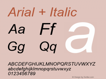 Arial + Italic Version 1.1 - November 1992图片样张