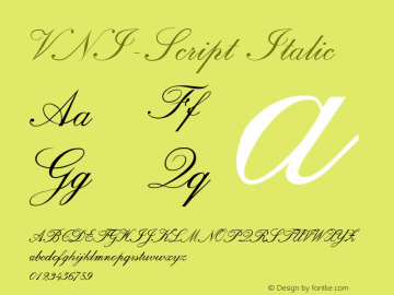 VNI-Script Italic 1.0 Mon Nov 29 13:22:11 1993图片样张