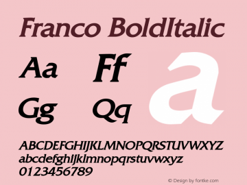 Franco BoldItalic Altsys Fontographer 4.1 5/8/96图片样张