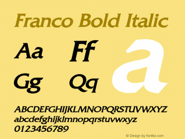 Franco Bold Italic 1.0 Tue Jul 27 01:41:01 1993图片样张