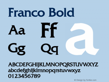 Franco Bold Altsys Fontographer 4.1 5/8/96图片样张