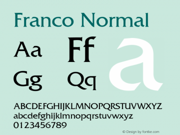Franco Normal Altsys Fontographer 4.1 5/10/96图片样张