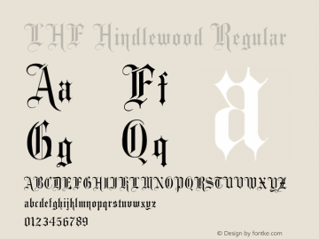 LHF Hindlewood Regular Version 1.000;PS 001.000;hotconv 1.0.38 Font Sample