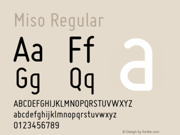 Miso Regular Version 1.005 Font Sample
