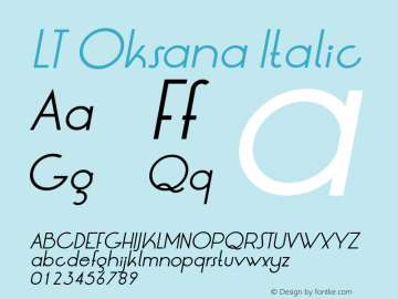 LT Oksana Italic Version 4.00 March 19, 2010 Font Sample
