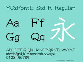 YOzFontE Std R Regular Version 12.18 Font Sample