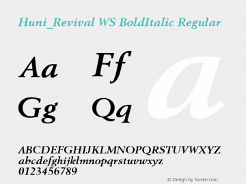 Huni_Revival WS BoldItalic Regular 1.0,  Rev. 1.65.  1997.06.09图片样张