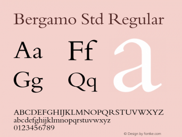 Bergamo Std Regular Version 1.067 Font Sample