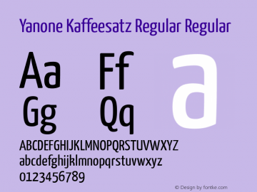 Yanone Kaffeesatz Regular Regular Version 1.002 Font Sample