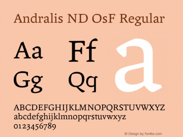 Andralis ND OsF Regular Version 001.000 Font Sample