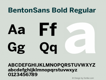 BentonSans Bold Regular Version 1.000;PS 001.000;Core 1.0.38 Font Sample